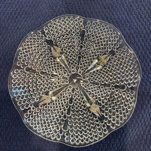Vintage‎ Hazel Atlas Teardrop Clear 6.5” Footed Bowl Scalloped Edges